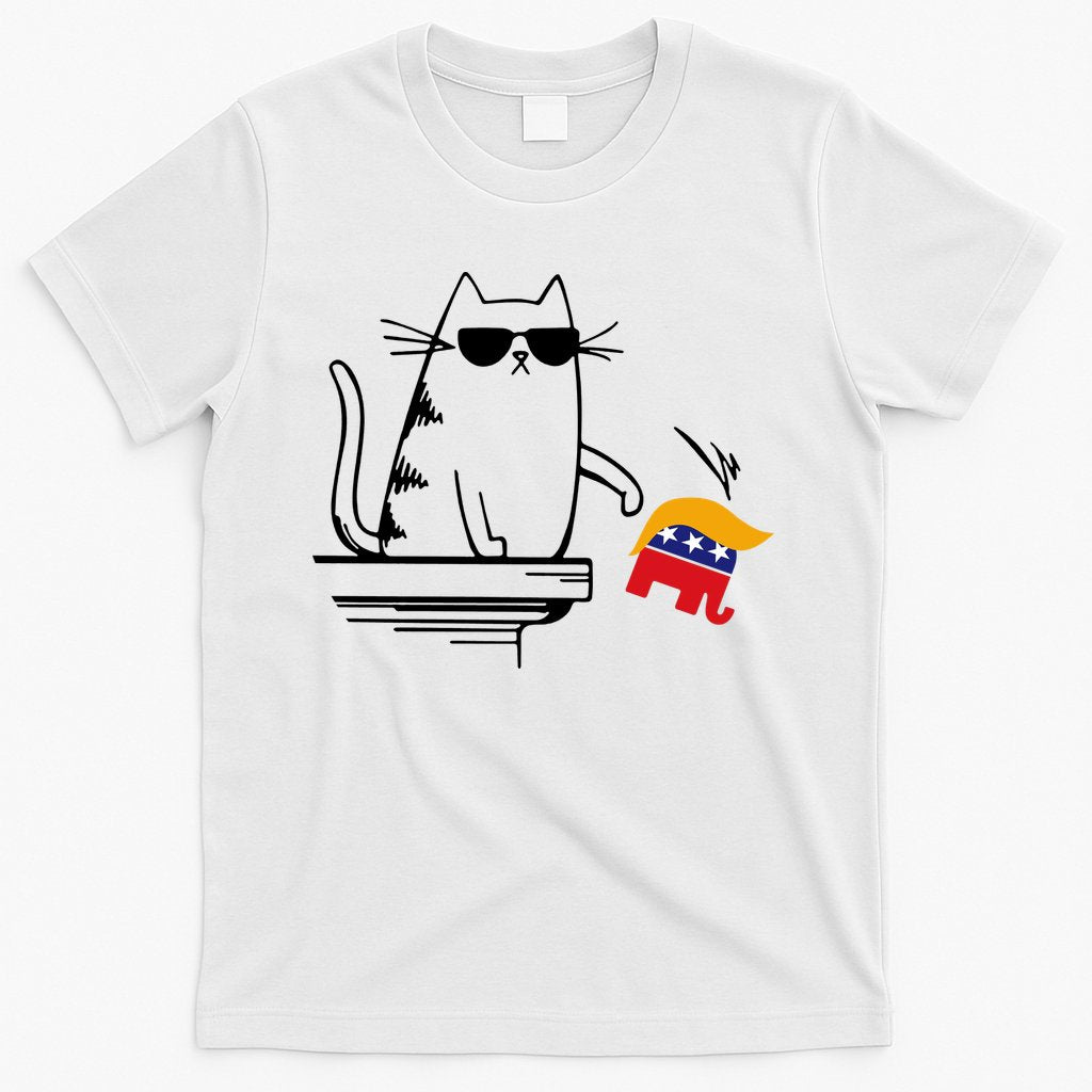 Cool Cat Knock Over Trump Elephant Hair 2024 Harris Walz T-Shirt Hoodie, Sweatshirt | CoreVibeTees.com