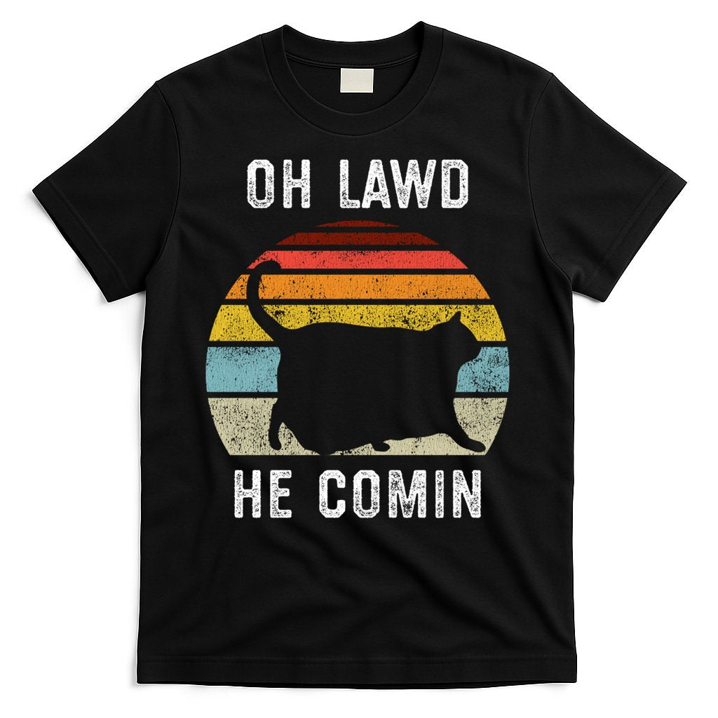Chonk Cat Retro Style Vintage Meme Oh Lawd He Comin T-Shirt Hoodie, Sweatshirt | CoreVibeTees.com