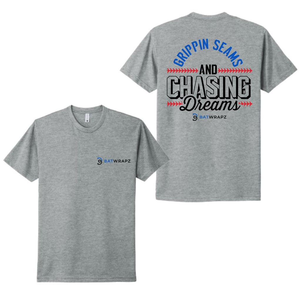 BatWrapz "Grippin Seams and Chasing Dreams" Adult Tee - Heather Gray Hoodie, Sweatshirt | CoreVibeTees.com (Image 1)