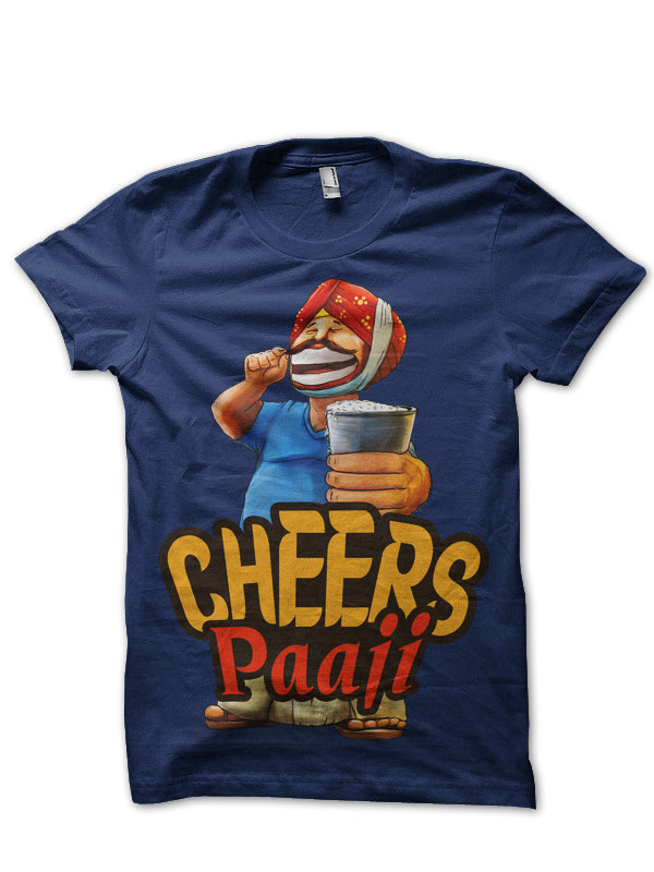 Cheers Paaji Navy Blue Tee Hoodie, Sweatshirt | CoreVibeTees.com