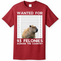 Capybara Mugshot Wanted For 93 Felonies Across The Country T-Shirt Hoodie, Sweatshirt | CoreVibeTees.com