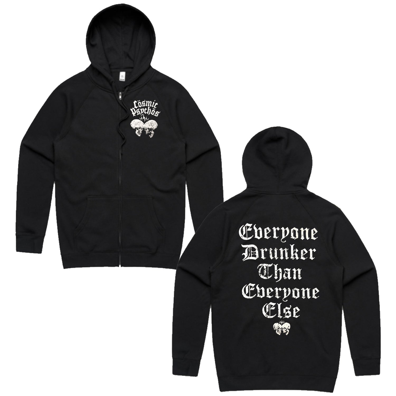 Everyone Drunker Zip Up Hoodie (Black) T-Shirts, Sweatshirt | CoreVibeTees.com (Image 1)