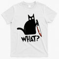 Cat What? Murderous Black Cat With Knife Gift T-Shirt Hoodie, Sweatshirt | CoreVibeTees.com