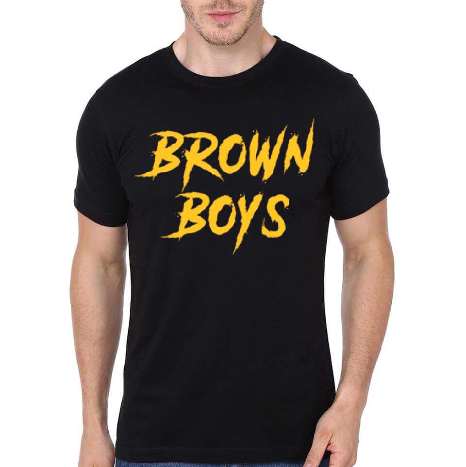 Brown Boys Black Half Sleeve T-Shirt Hoodie, Sweatshirt | CoreVibeTees.com