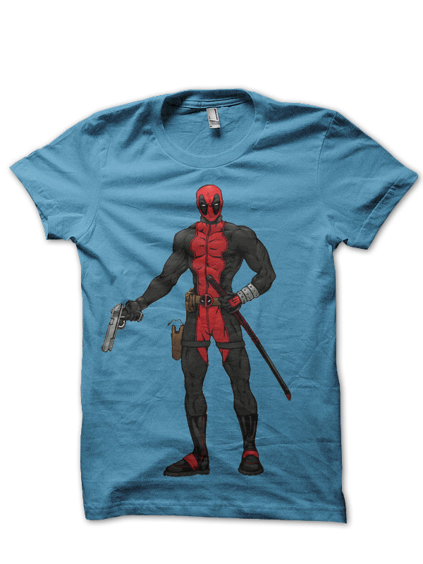 Deadpool Gun Light Blue Tee (Grey Available) Hoodie, Sweatshirt | CoreVibeTees.com