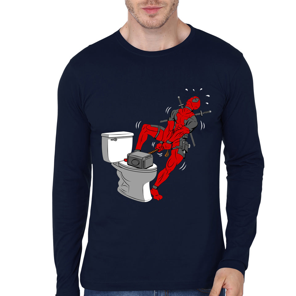 Deadpool Navy Blue Full Sleeve Tee Style001 Hoodie, Sweatshirt | CoreVibeTees.com