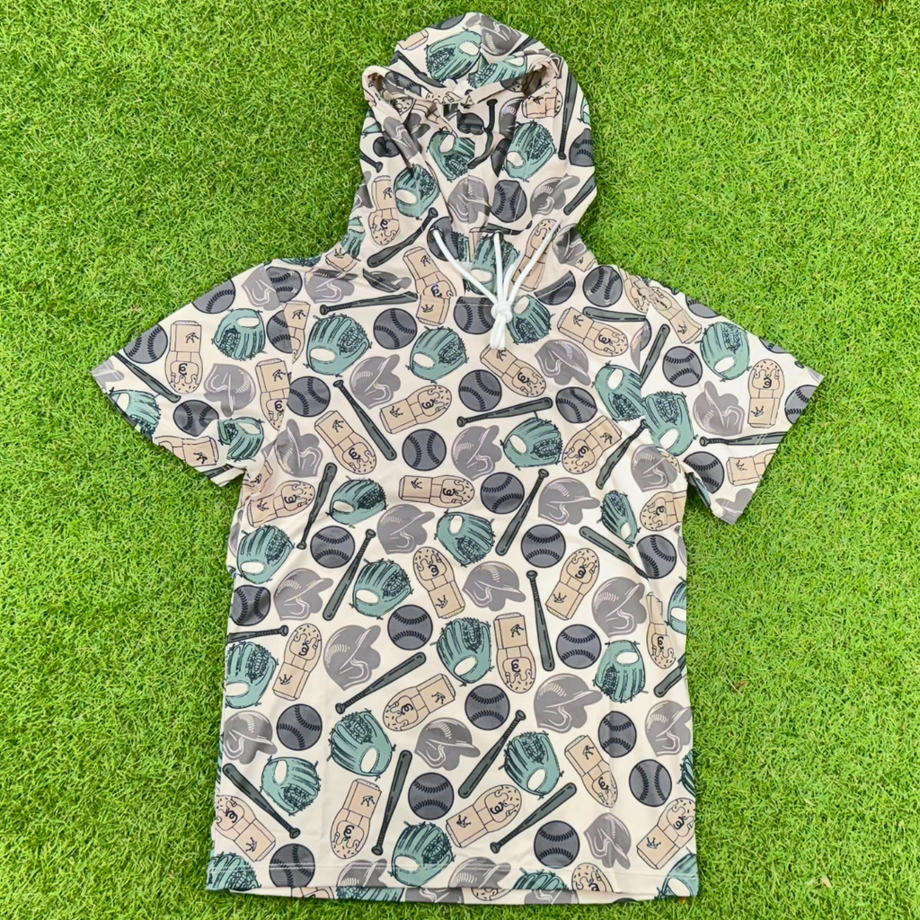 BatWrapz Baseball Diamond Camo Short Sleeve Performance Hoodie - Youth T-Shirts, Sweatshirt | CoreVibeTees.com (Image 1)