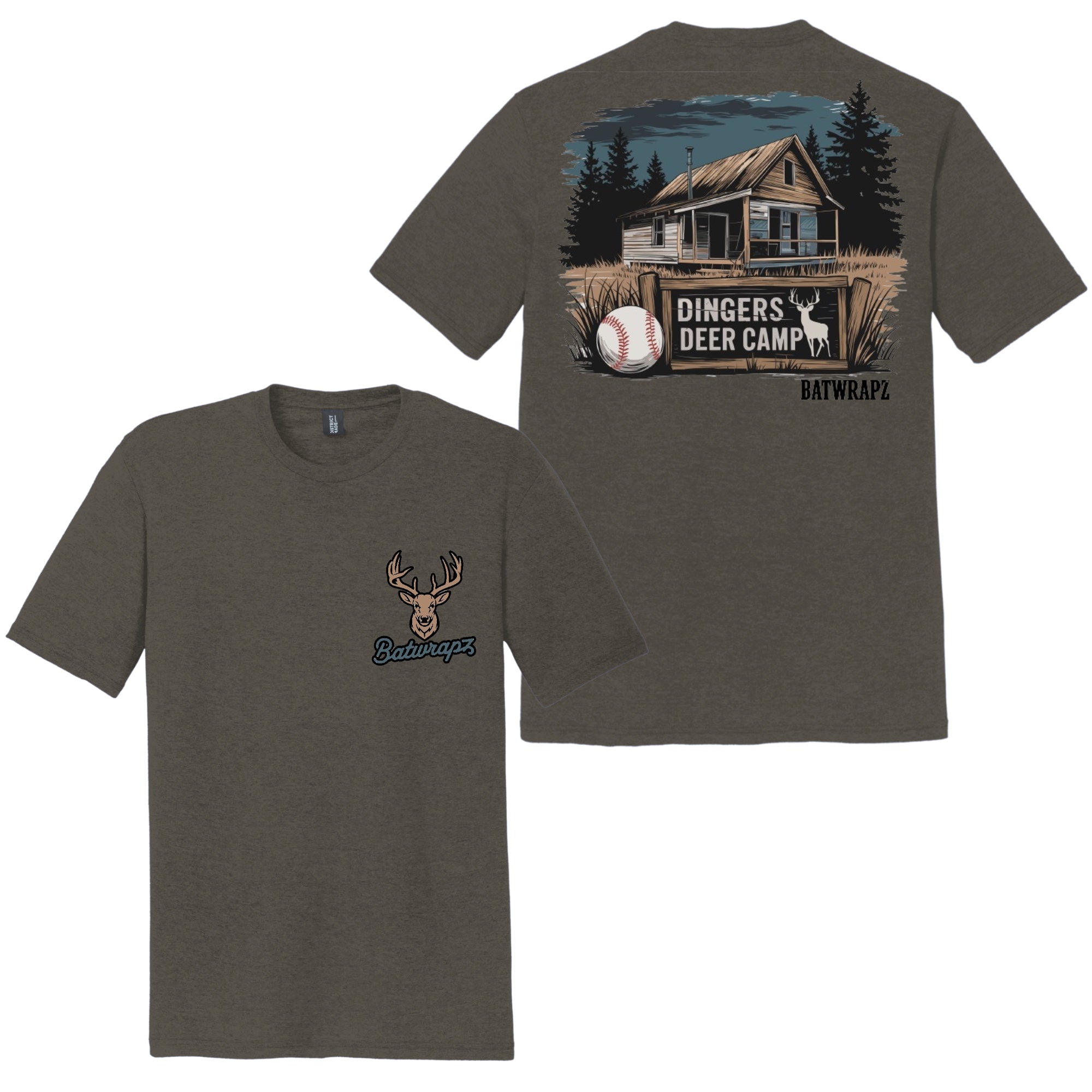 BatWrapz "Dingers Deer Camp" Youth Tee - Gray Hoodie, Sweatshirt | CoreVibeTees.com (Image 1)
