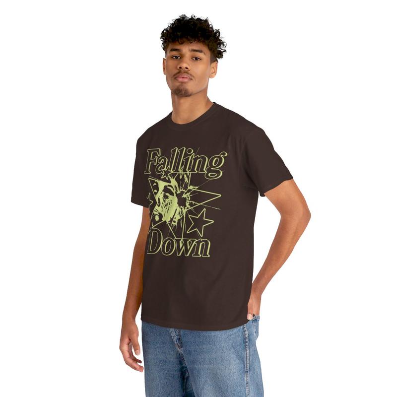 Falling Down Rockstar T-Shirt Y2k 90s Hip-Hop Tee Aesthetic Heavy Cotton Graphic T-Shirt Tshirt Shirt HipHop... (Image 4)