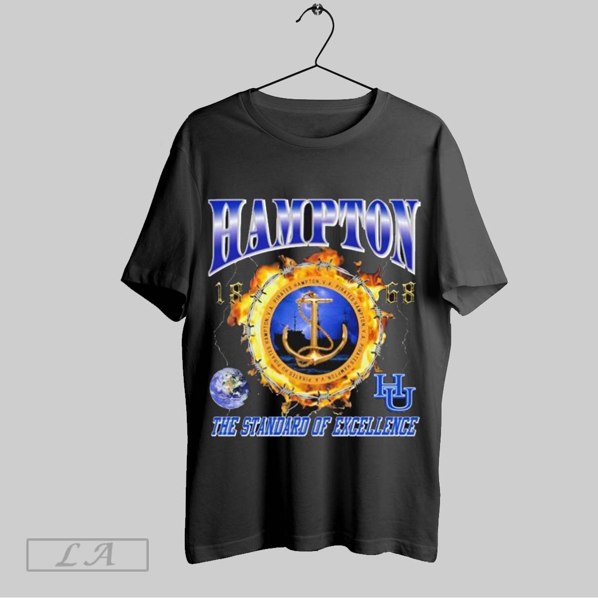 Top Hampton The Standard Of Excellence Hbcu Ring Of Fire Unisex Sweatshirt T Shirt Hoodie | CoreVibeTees.com