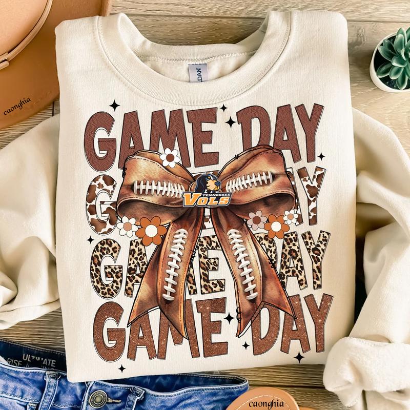 Vintage Tennessee Vols Football Coquette Bow Game Day Shirt, Gameday Women's Sweatshirt, Tis the Football... (Image 2)