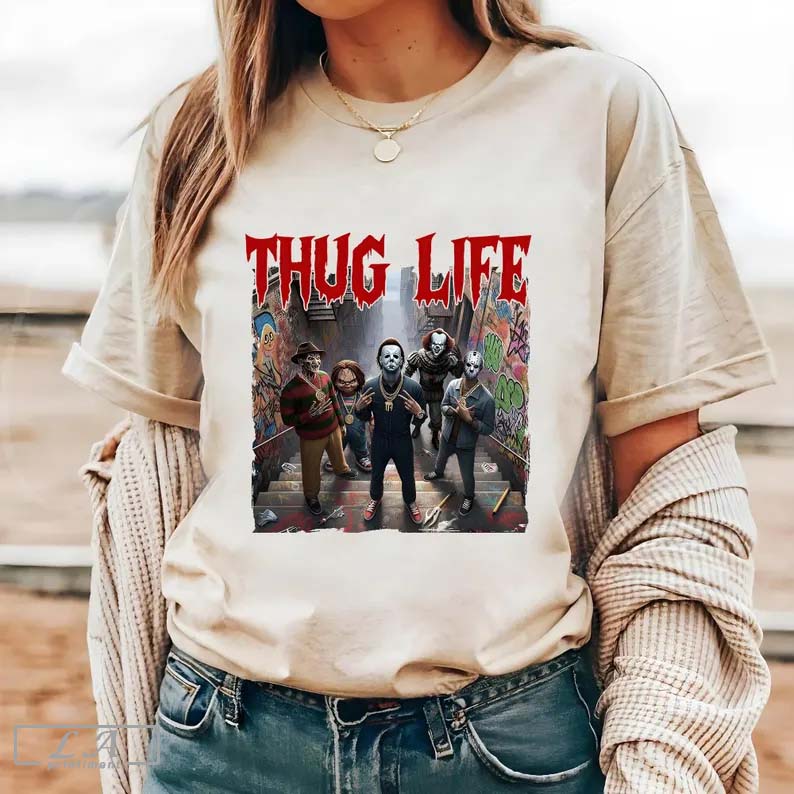 Thug Life Horror Movie Shirt, Scary Halloween Shirt, Horror Friend Shirt Hoodie, Sweatshirt | CoreVibeTees.com