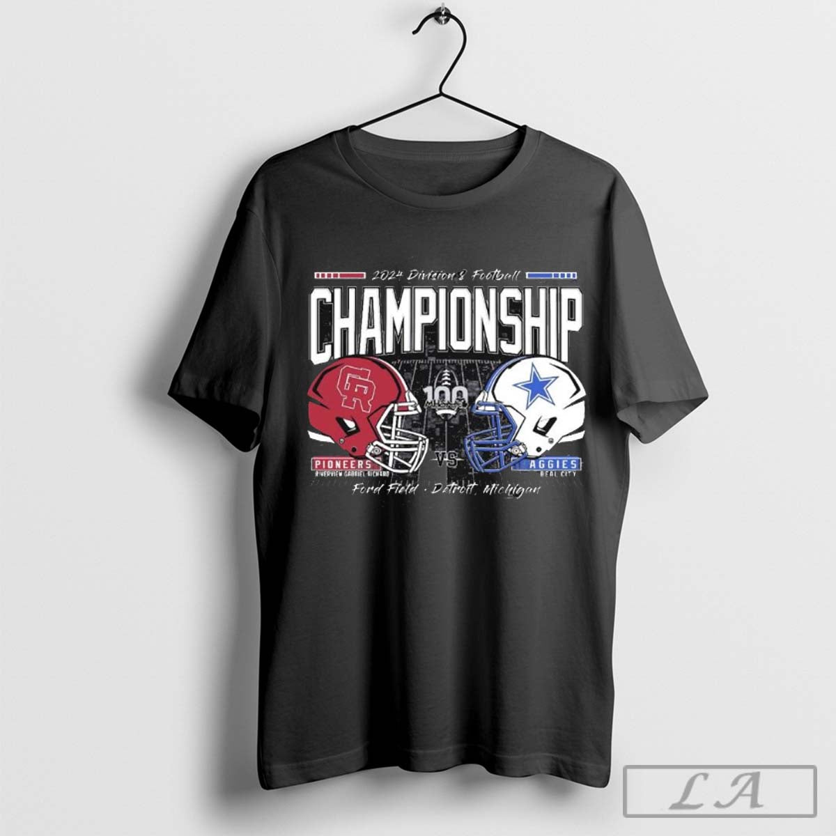 The Beal City Aggies vs the Riverview Gabriel Richard Pioneers 2024 MHSAA Division 8 Football Championship T-shirt...