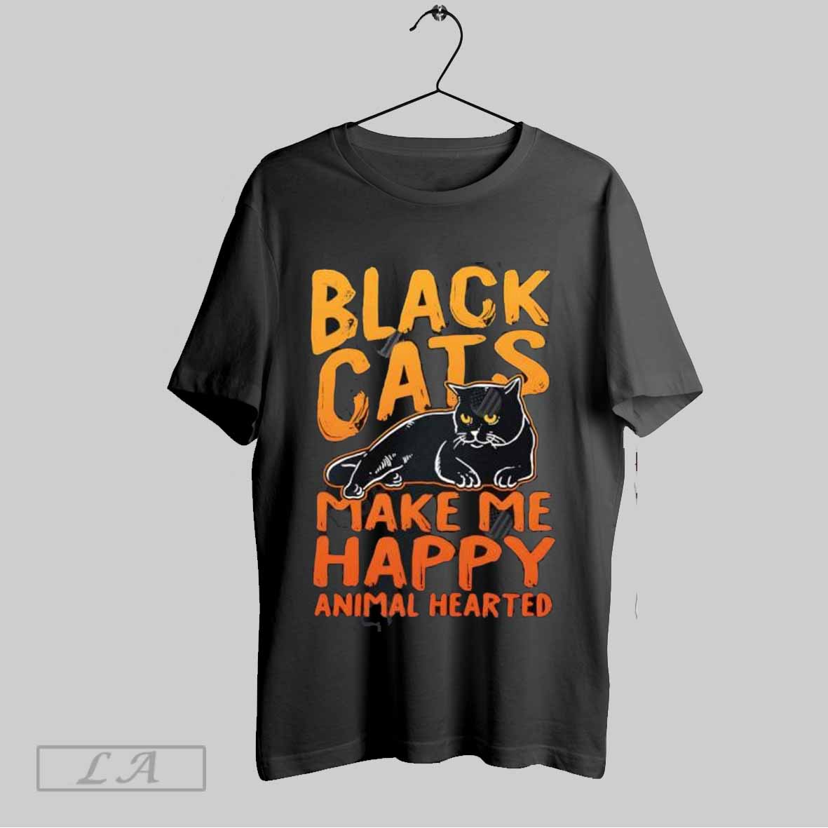 Top Black Cats Make Me Happy Animal Hearted T-Shirts, Hoodie, Sweatshirt | CoreVibeTees.com