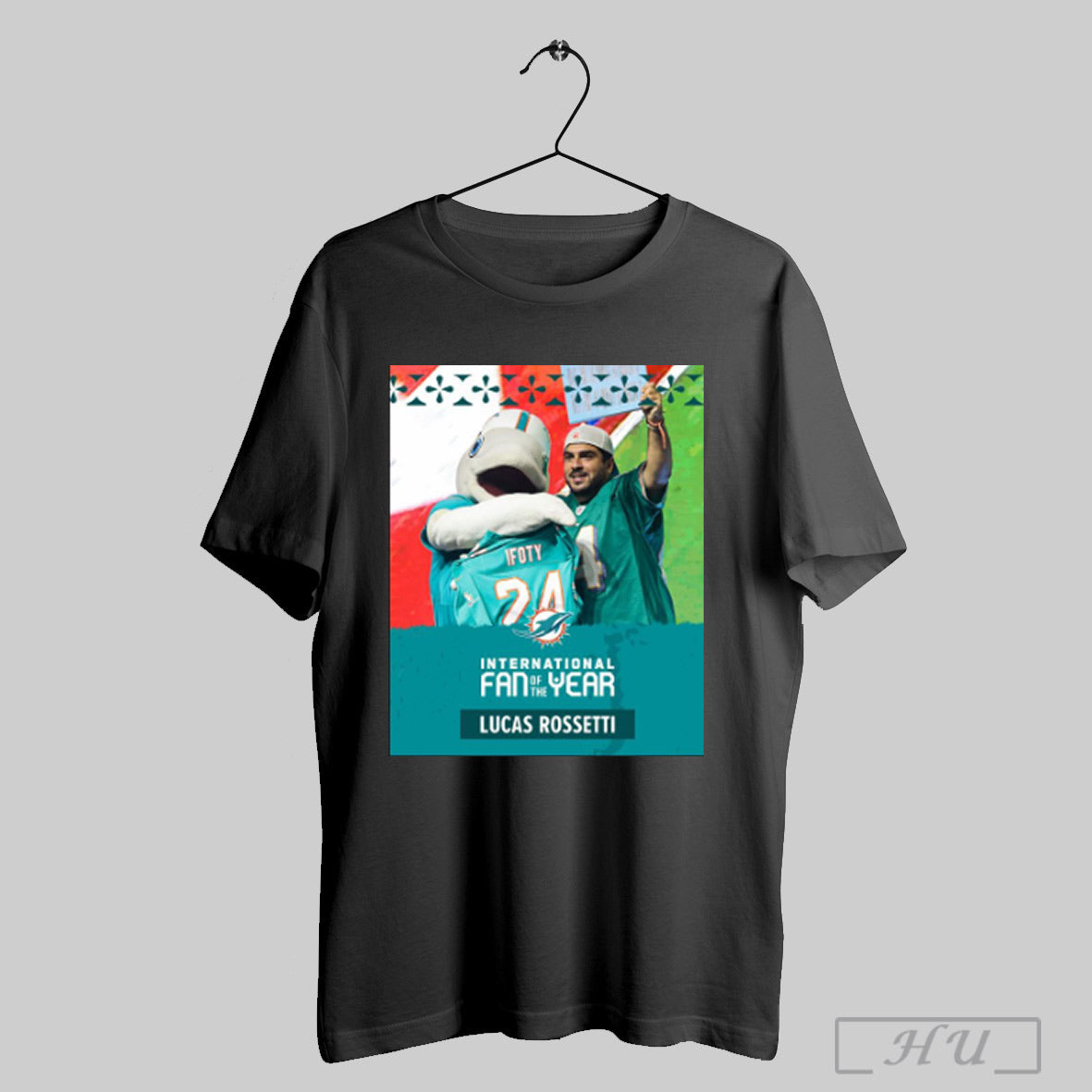 Trendy Miami Dolphins Congratulations Lucas Rossetti As The 2024 International Fan Of The Year Poster T Shirt Sweatshirt...