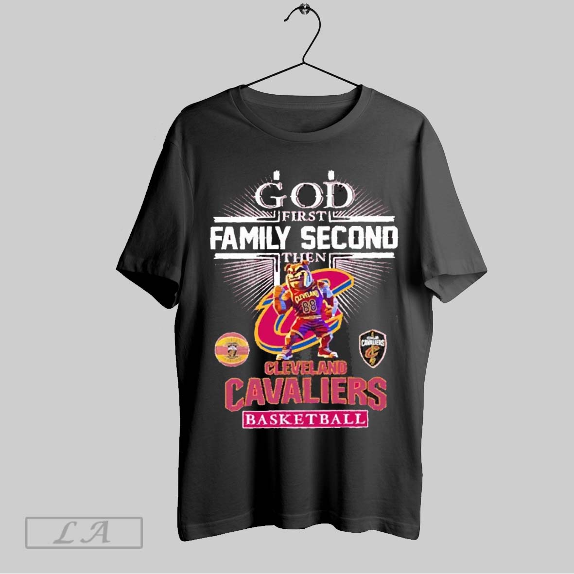 Top God First Family Second Then Cleveland Cavaliers Basketball Mascot 2025 T Shirt Hoodie, Sweatshirt | CoreVibeTees.com