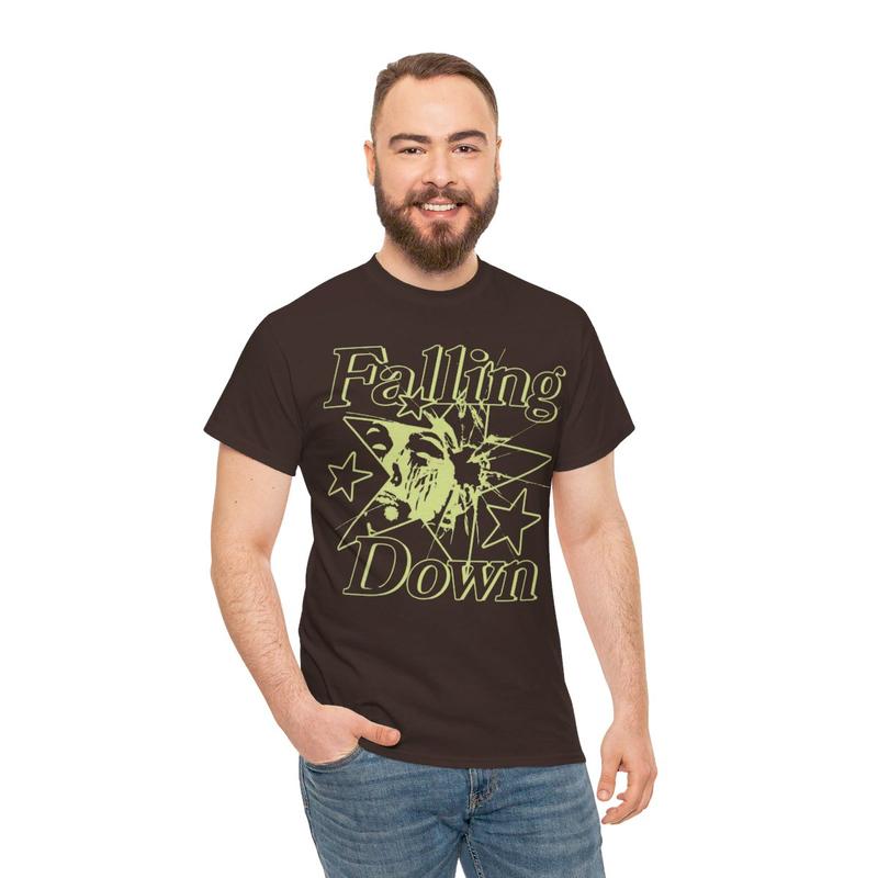 Falling Down Rockstar T-Shirt Y2k 90s Hip-Hop Tee Aesthetic Heavy Cotton Graphic T-Shirt Tshirt Shirt HipHop... (Image 3)