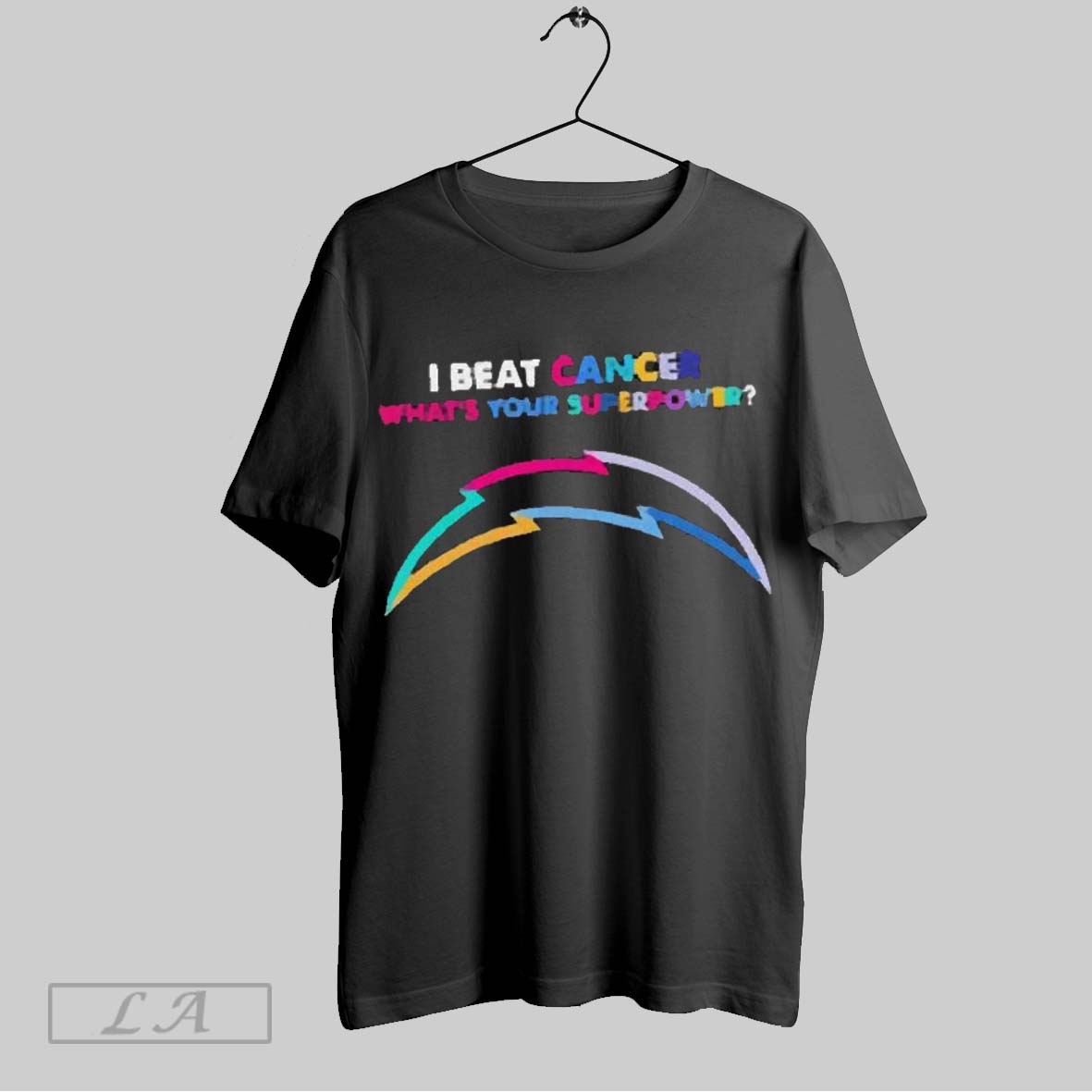 Top I Beat Cancer Whats Your Superpower Los Angeles Chargers 2025 Sweatshirt T Shirt Hoodie | CoreVibeTees.com