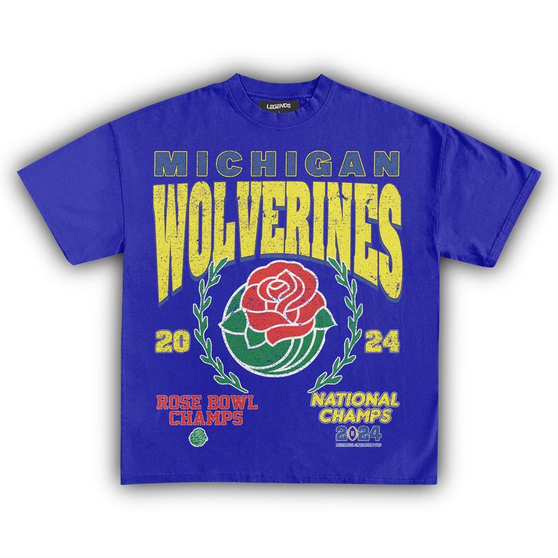 2024 Michigan Wolverines Rose Bowl Champs Vintage Tee Hoodie, Sweatshirt | CoreVibeTees.com (Image 1)