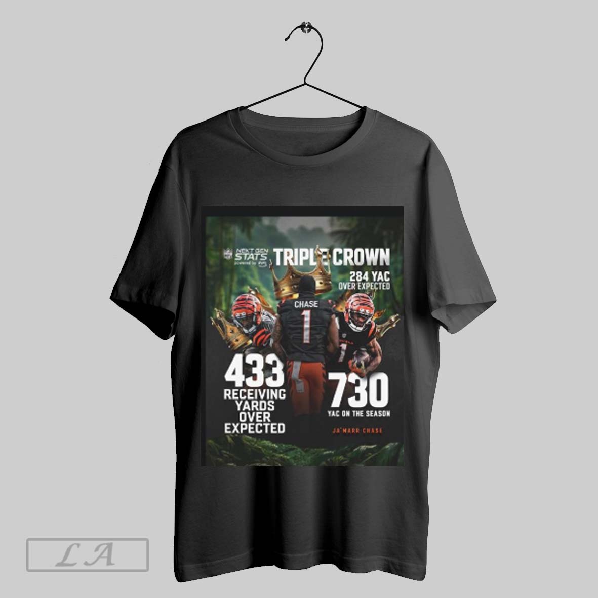 Top Ja Marr Chase Triple Crown 284 Yac Over Expected 433 Receiving Yards Over Expected 730 Yac On The Season Shirt...