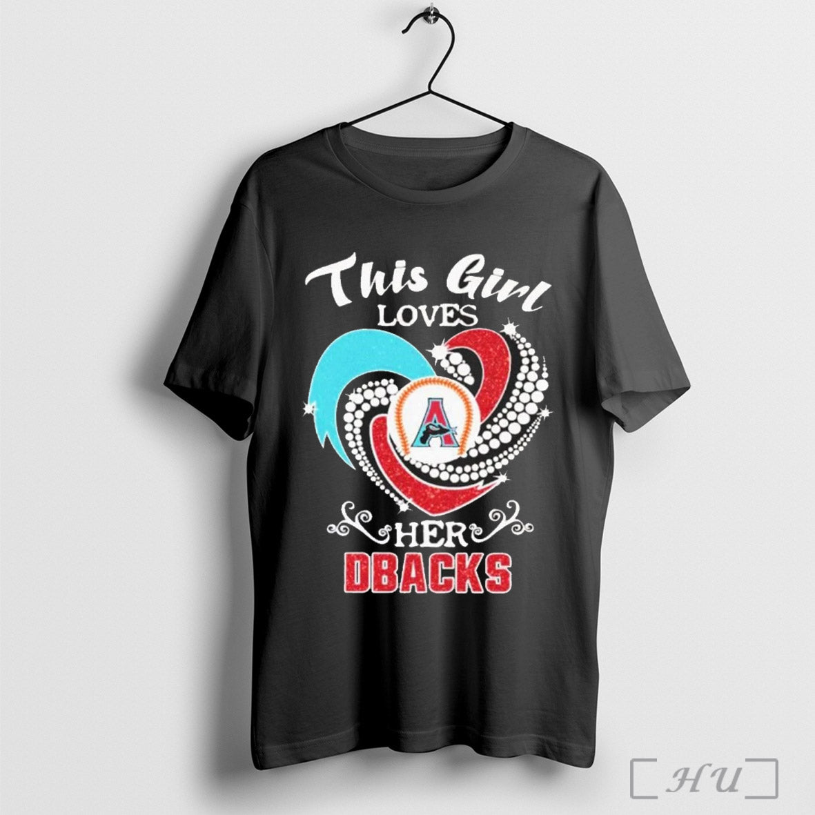 This Girl Loves Her Arizona Diamondbacks Diamond Heart T Shirt Sweatshirt Hoodie | CoreVibeTees.com