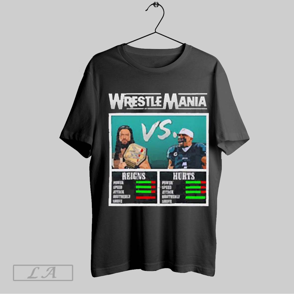Top Wrestlemania Roman Reigns Vs Jalen Hurts 202 Unisex Sweatshirt T Shirt Hoodie | CoreVibeTees.com