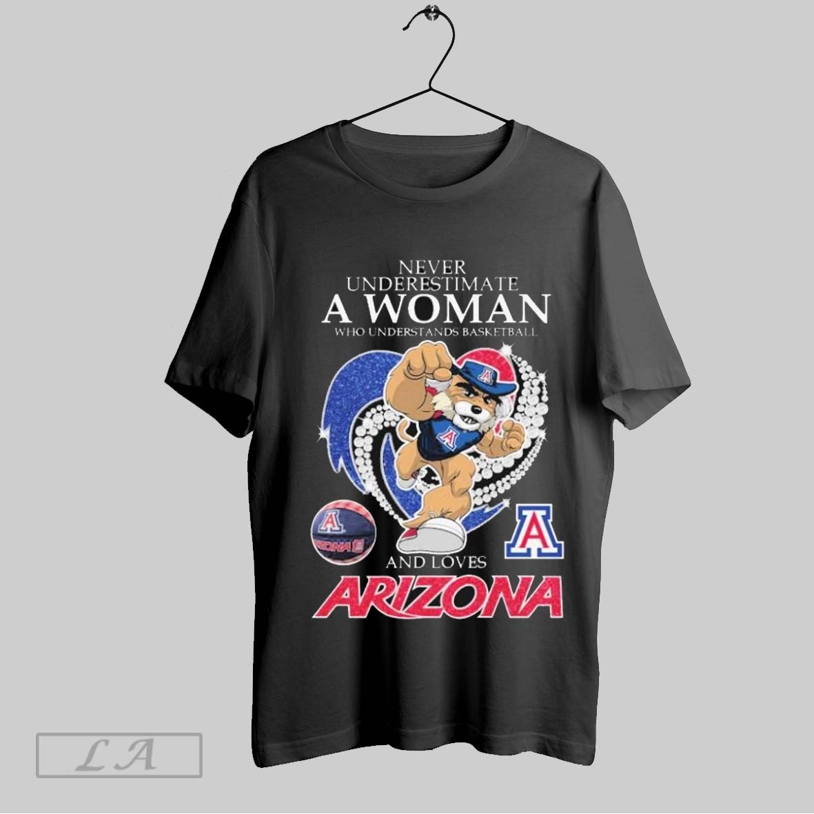 Top Never Underestimate A Woman Who Understands Basketball And Loves Arizona Wildcats Mascot Heart Diamond Unisex...