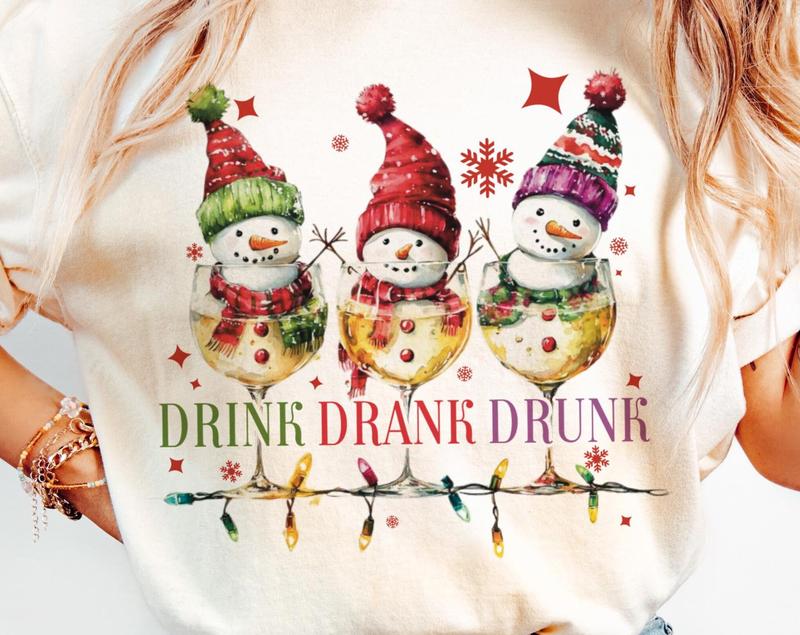 Drink Drank Drunk Shirt, Christmas Lights Shirt, Christmas Shirt, Funny Christmas Shirt, Christmas Shirt,... (Image 1)