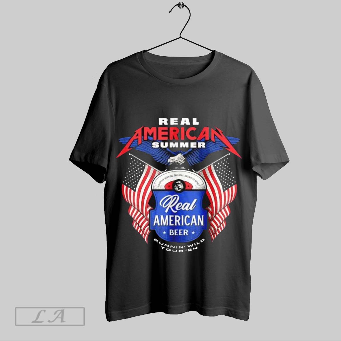 Top Real American Beer Runnin Wild Tour 2024 Eagle Metal Flag Unisex Sweatshirt T Shirt Hoodie | CoreVibeTees.com