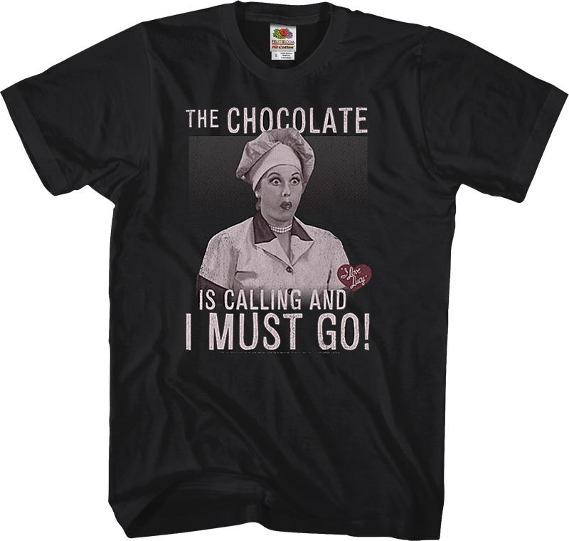 Chocolate Is Calling I Love Lucy TShirt Hoodie, Sweatshirt | CoreVibeTees.com (Image 1)