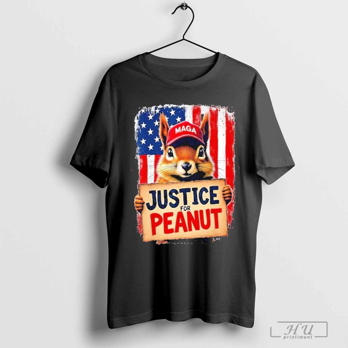 The Squirrel Peanut Squirrel Maga American Flag Justice For Peanut Gift T-Shirt Hoodie, Sweatshirt | CoreVibeTees.com