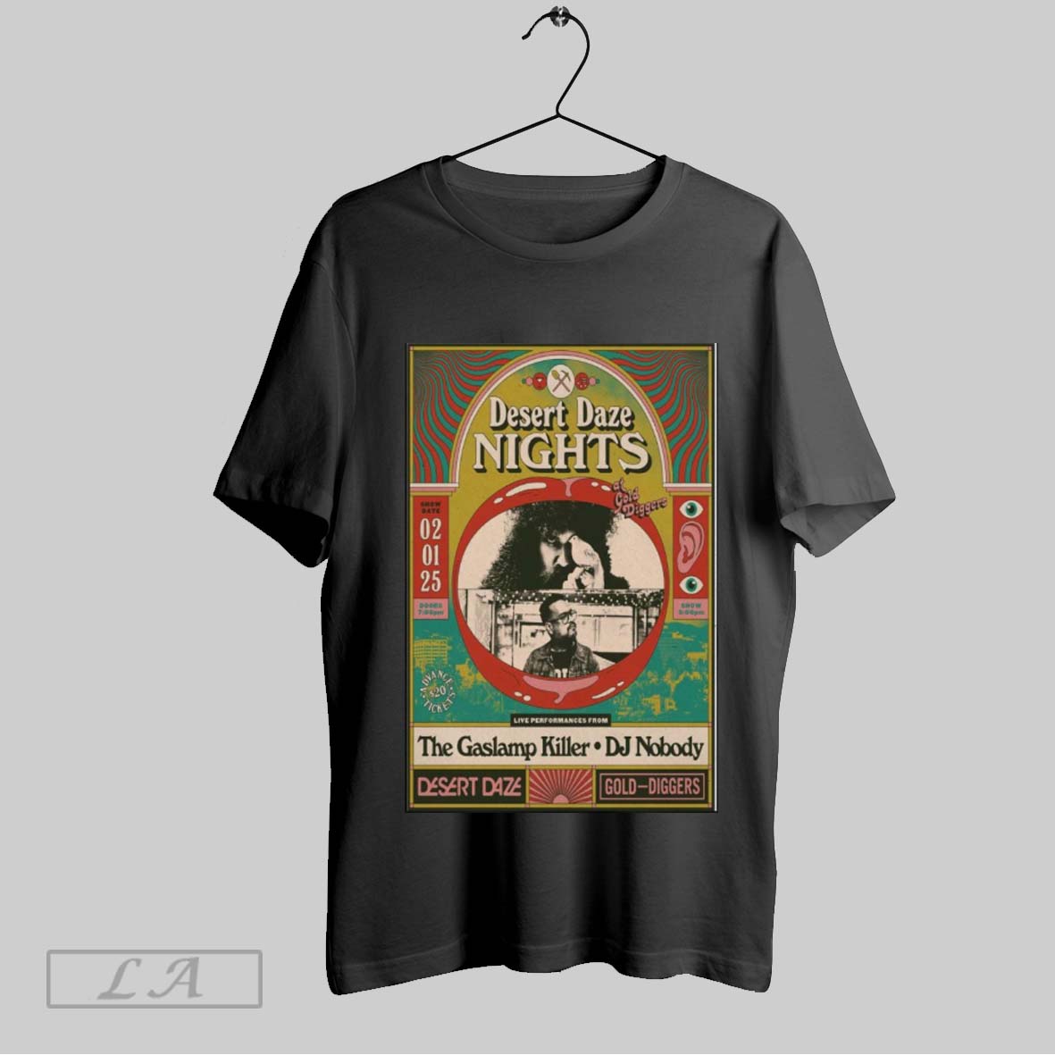 The Gaslamp Killer And Dj Nobody Feb 1 2025 At Gold Diggers In Los Angeles Ca Concert Poster T Shirt Hoodie, Sweatshirt