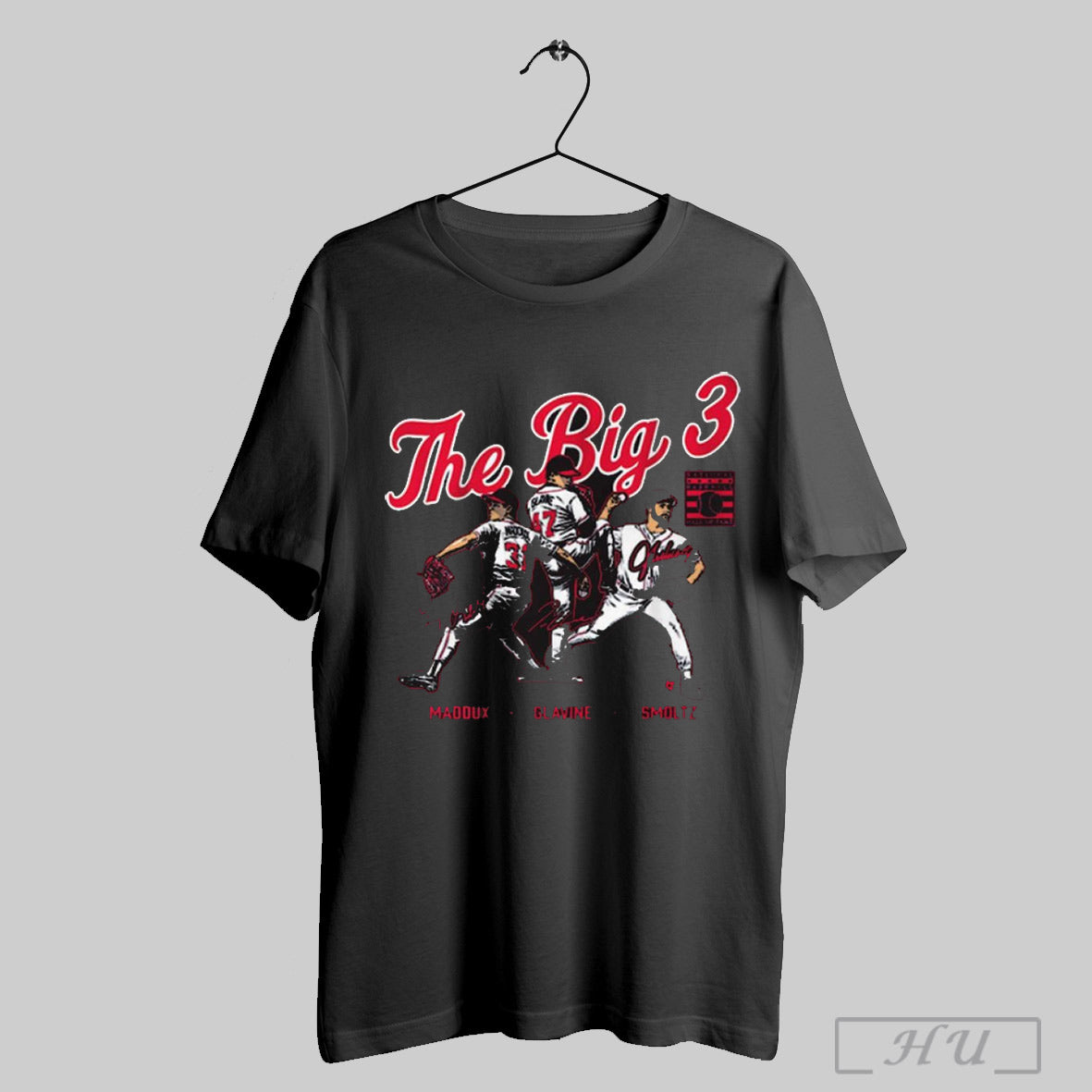 Trendy Atlanta Braves Greg Maddux Tom Glavine And John Smoltz The Big 3 National Baseball Hall Of Fame Signatures T Shirt...