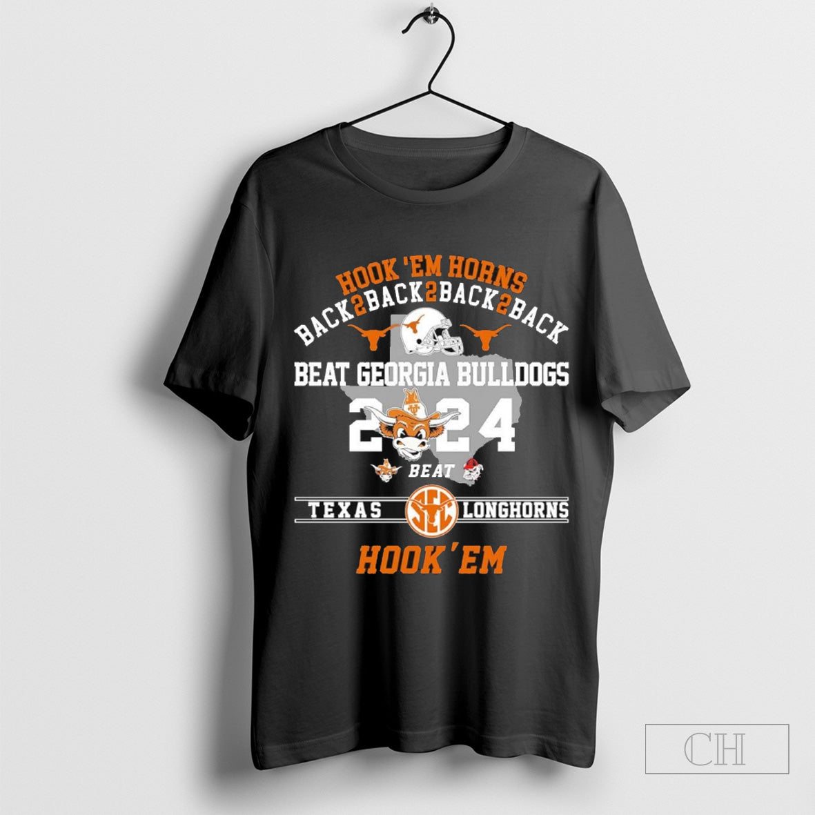 Texas Longhorns Beat Georgia Bulldogs 2024 Hook Em Horn T Shirt Sweater Show Your Team Pride Hoodie, Sweatshirt