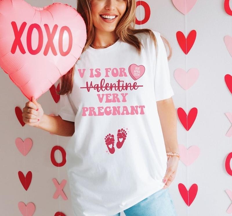 Valentine's Day Pregnancy Announcement Shirt, Valentine Baby Announcement, Valentine Baby Shower, Valentine... (Image 2)