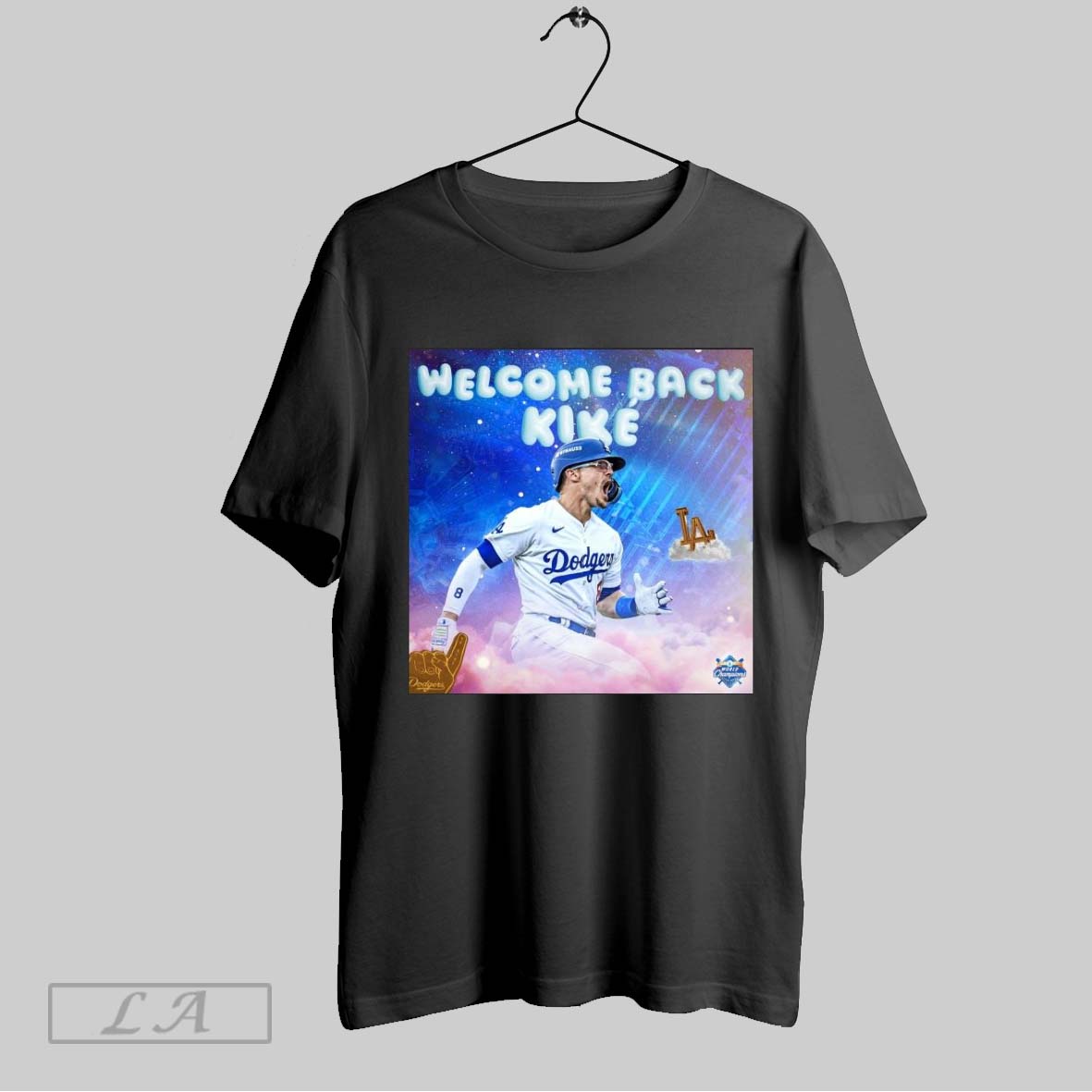 Top Poster Los Angeles Dodgers Welcome Back Kike Hernandez The Two Time Champ Is Back Sweatshirt T Shirt Hoodie
