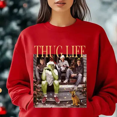 Thug Life Merry Grinchmas Sweatshirt Best Gift For Wife T-Shirts, Hoodie | CoreVibeTees.com