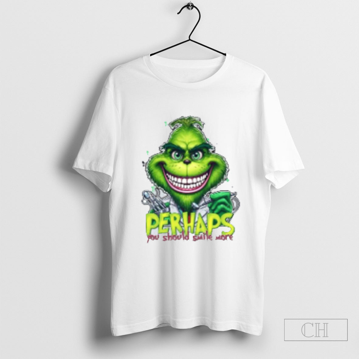 The Grinch Perhaps You Should Smile More Merry Christmas Shir T-Shirts, Hoodie, Sweatshirt | CoreVibeTees.com