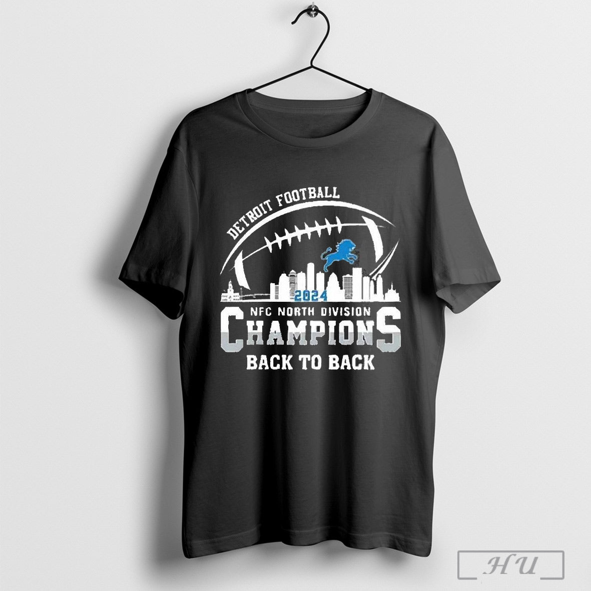 Top Detroit Football 2024 Nfc North Division Champions Skyline Back To Back T Shirt Hoodie, Sweatshirt | CoreVibeTees.com