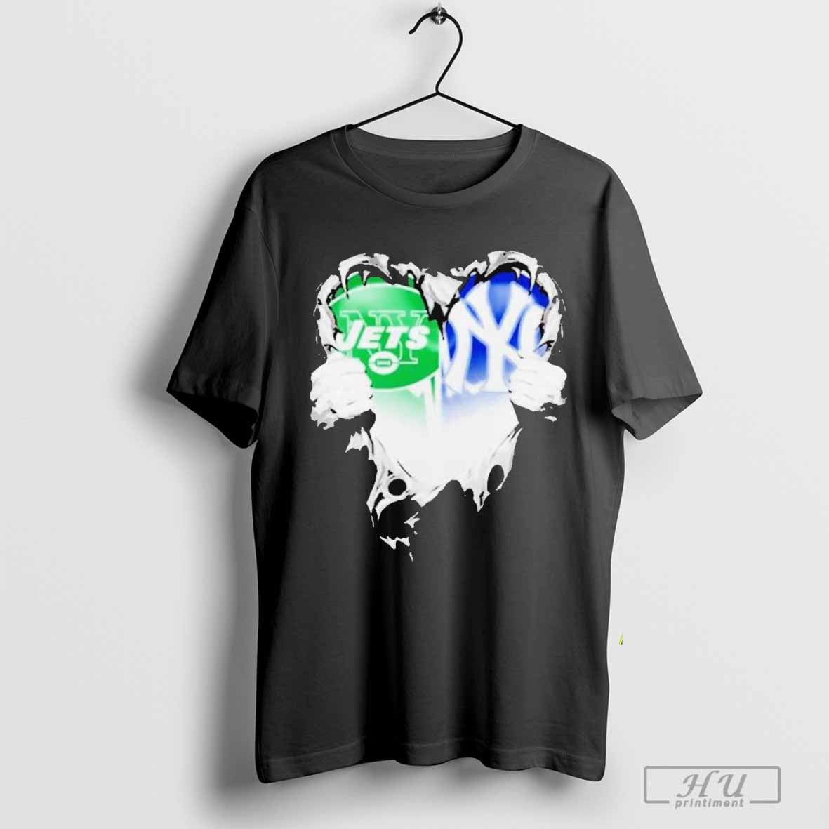 Top Blood Inside Heart New York Jets And New York Yankees T-shirt Hoodie, Sweatshirt | CoreVibeTees.com