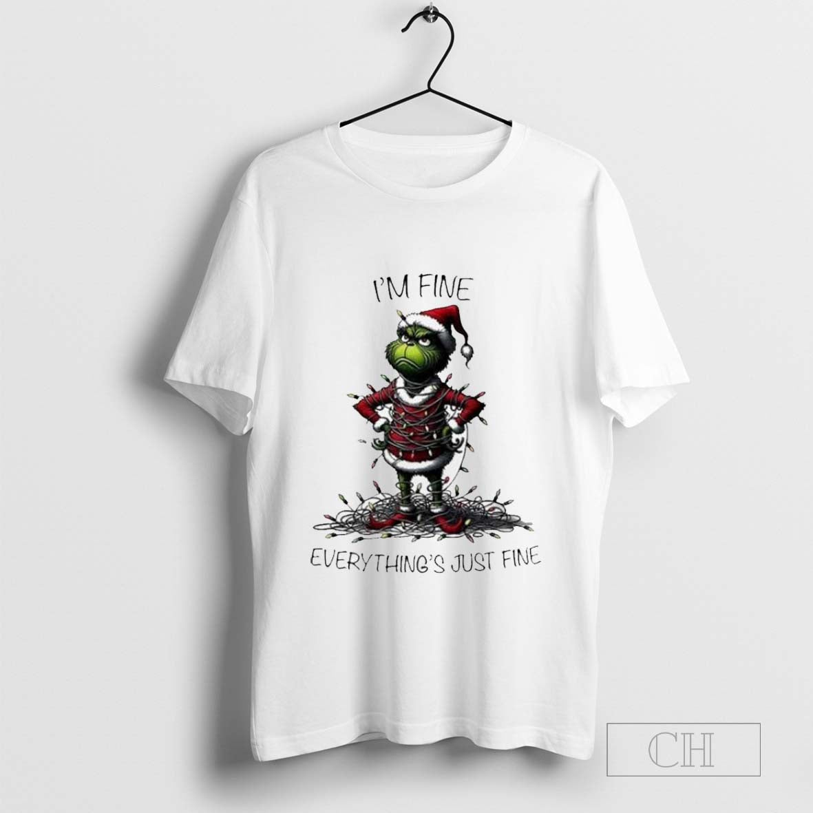 The Grinch Iâ€™m Fine Everything Is Fine Christmas T-Shirt Hoodie, Sweatshirt | CoreVibeTees.com