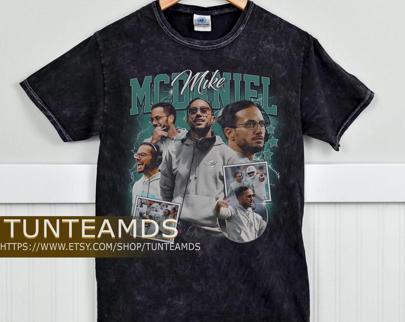 Retro Mike Mcdaniel Football Unisex Mineral TShirt ,Vintage 80S Graphic Style Mike Mcdaniel TShirt ,Vintage... (Image 1)