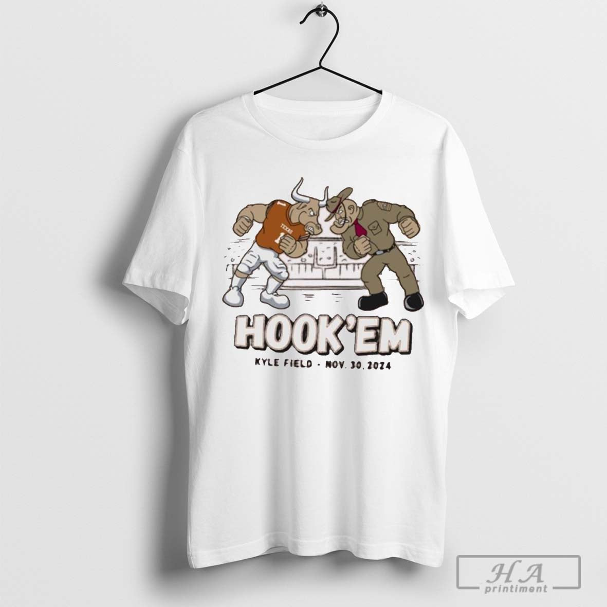 Texas Longhorns Standing Mascot Hook â€˜Em Kyle Field Nov 30 2024 t-shirt Hoodie, Sweatshirt | CoreVibeTees.com