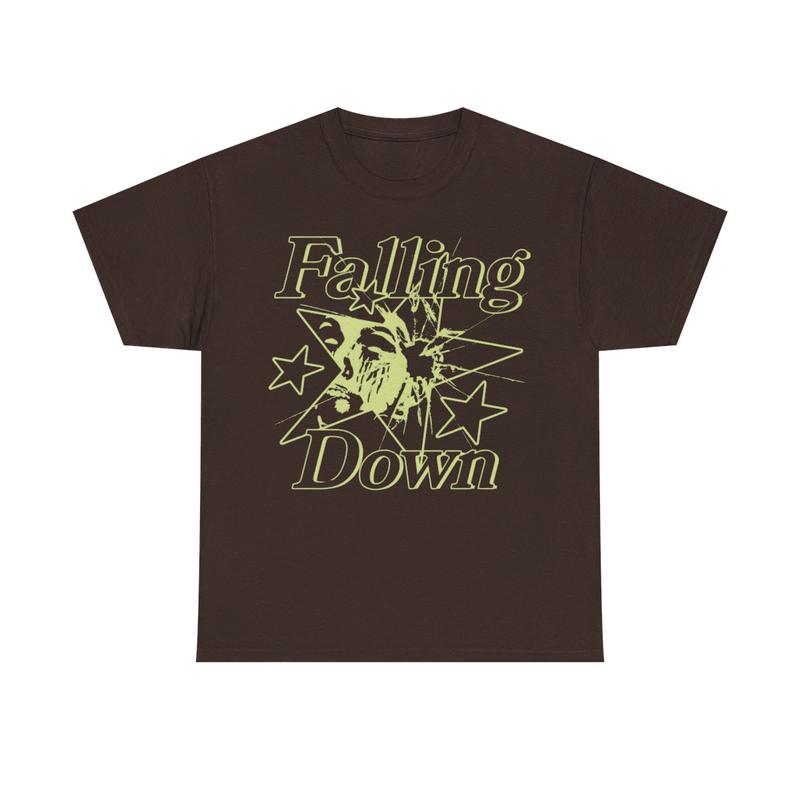Falling Down Rockstar T-Shirt Y2k 90s Hip-Hop Tee Aesthetic Heavy Cotton Graphic T-Shirt Tshirt Shirt HipHop... (Image 1)