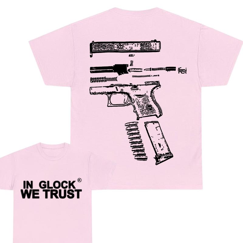 IN GLOCK WE TRUST 2 side T-shirt,Design Black- White, T-shirt For Men, GIft For Men,Full color, Menswear Top... (Image 5)