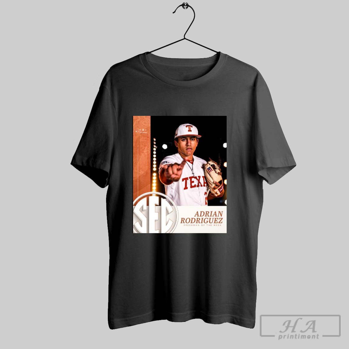 Texas Longhorns Baseball Adrian Rodriguez Freshman Of The Week Sec 2025 Poster T Shirt Hoodie, Sweatshirt | CoreVibeTees.com