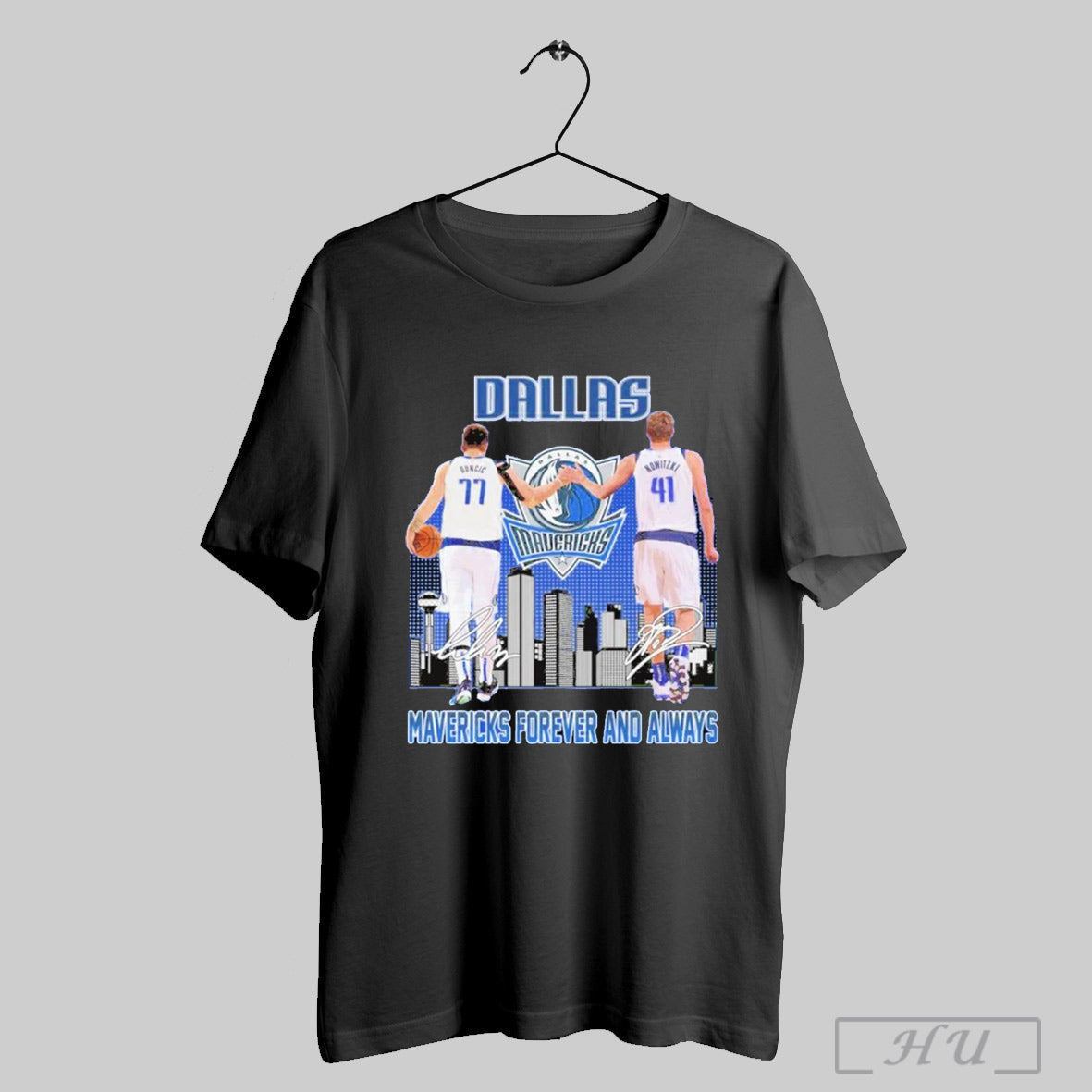 Trendy Dallas Mavericks X Luka Doncic 77 Dirk Nowitzki 41 Mavericks Forever And Always Limited Edition Unisex T Shirt...
