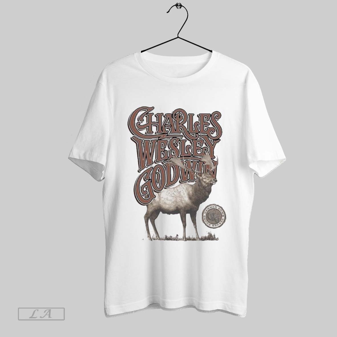 Top Charles Wesley Godwin Lonely Mountain Town Elk Hammer Down Heaven Bound Painting Sweatshirt T Shirt Hoodie