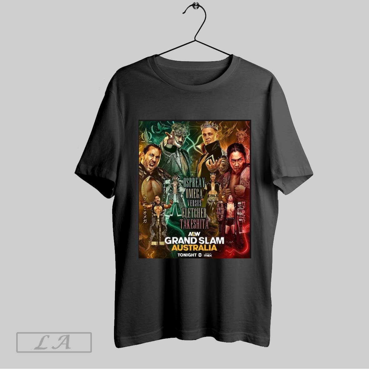 Top Aew Grand Slam Australia Ospreay Omega Versus Fletcher Takeshita Aew Dynamite 2025 Poster T Shirt Hoodie, Sweatshirt