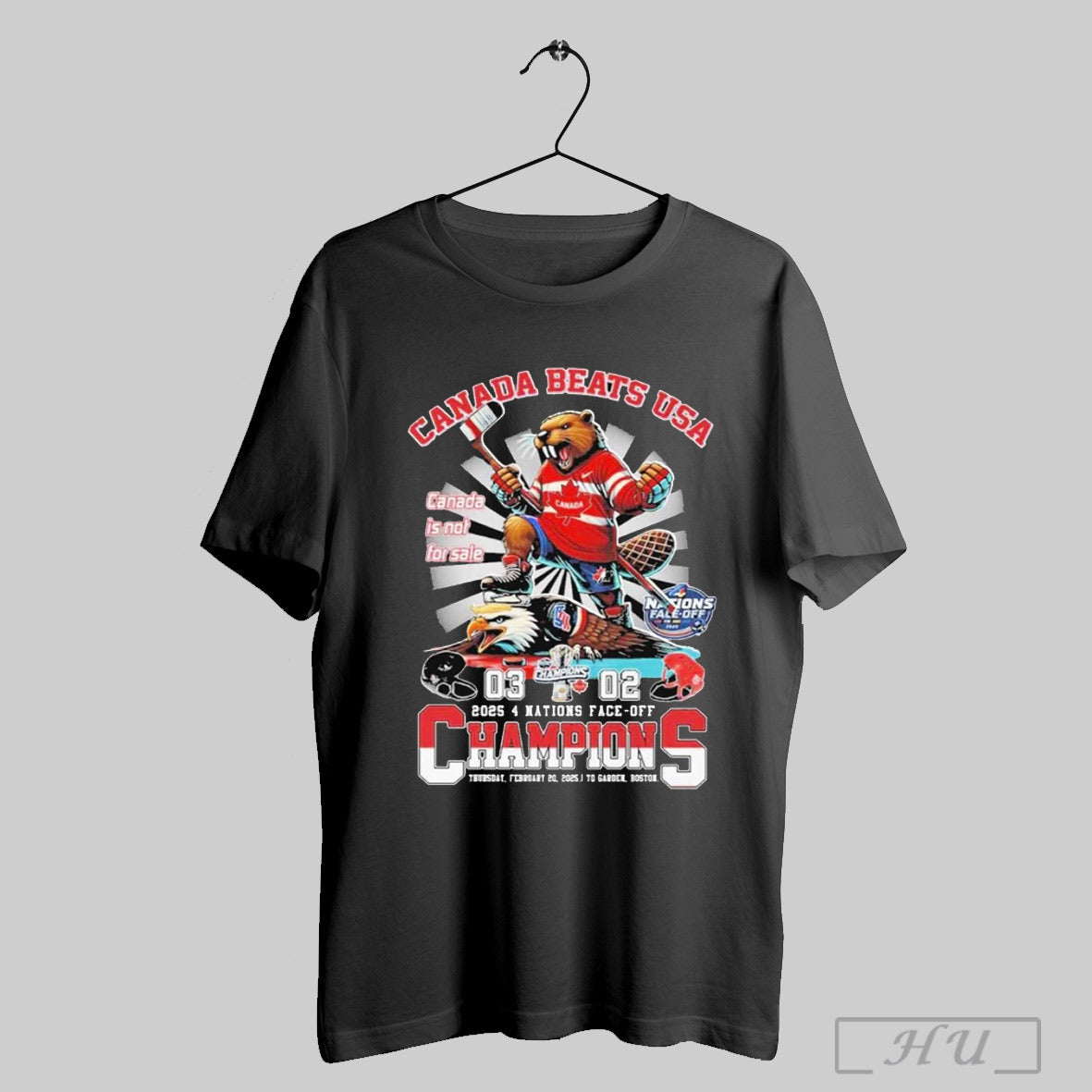 Trendy Canada Beats Usa 3 2 2025 4 Nations Face Off Champions Thursday February 20 2025 To Garden Boston T Shirt Hoodie,...